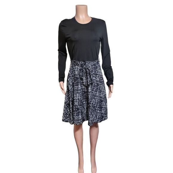 Shein women's long sleeve fit and flare tie front midi dress L - Picture 3 of 7